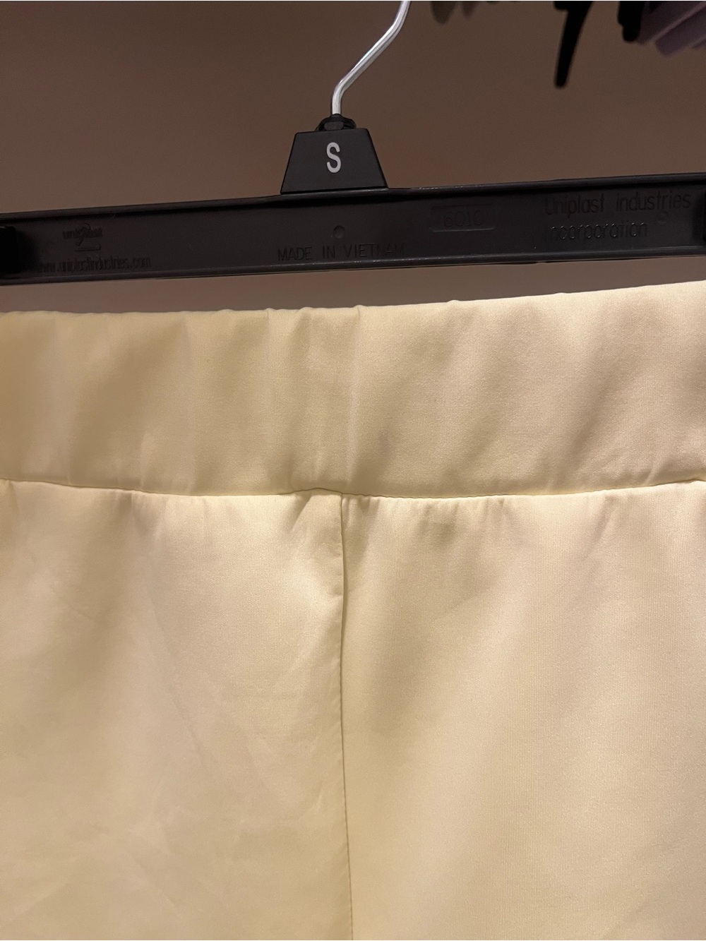 Women’s Light Yellow Elastic-Waist scuba shorts from SSYS. - Picture 2 of 3